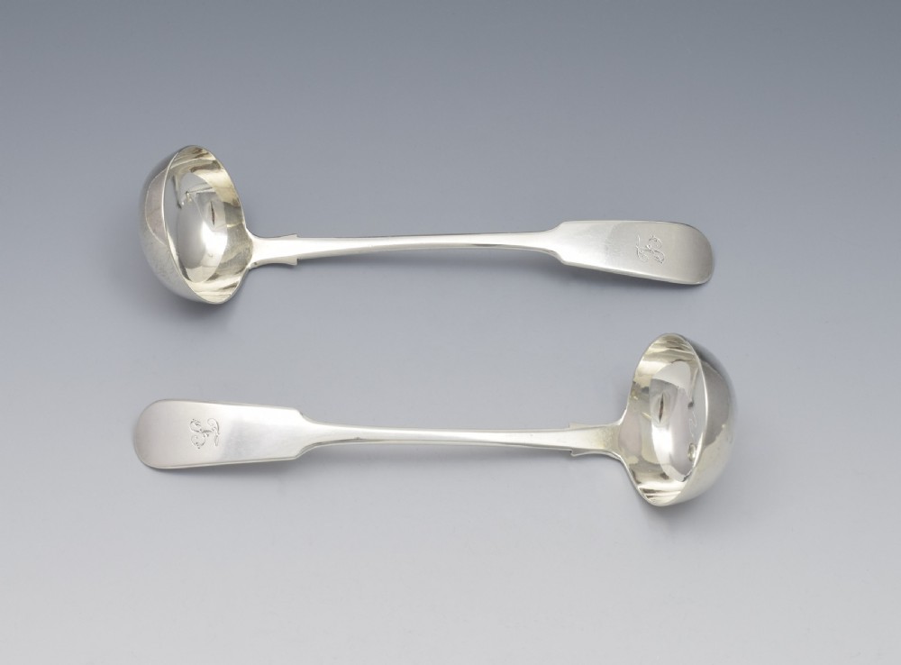 Pair Victorian Scottish Silver Sauce Toddy Ladles Glasgow 1861 View II