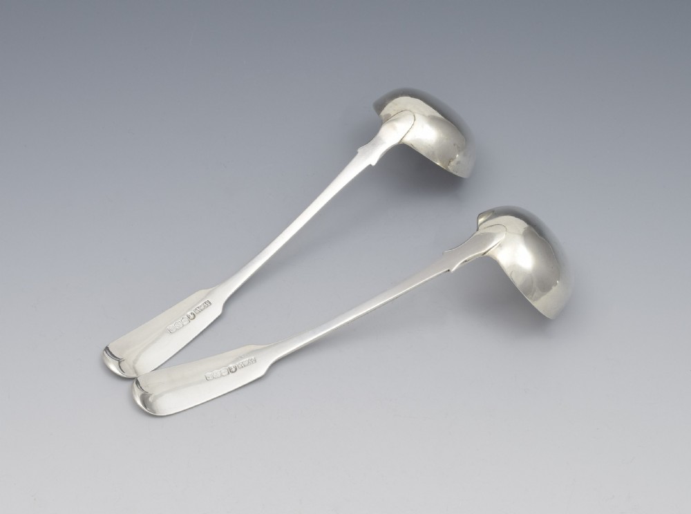 Pair Victorian Scottish Silver Sauce Toddy Ladles Glasgow 1861 View IV