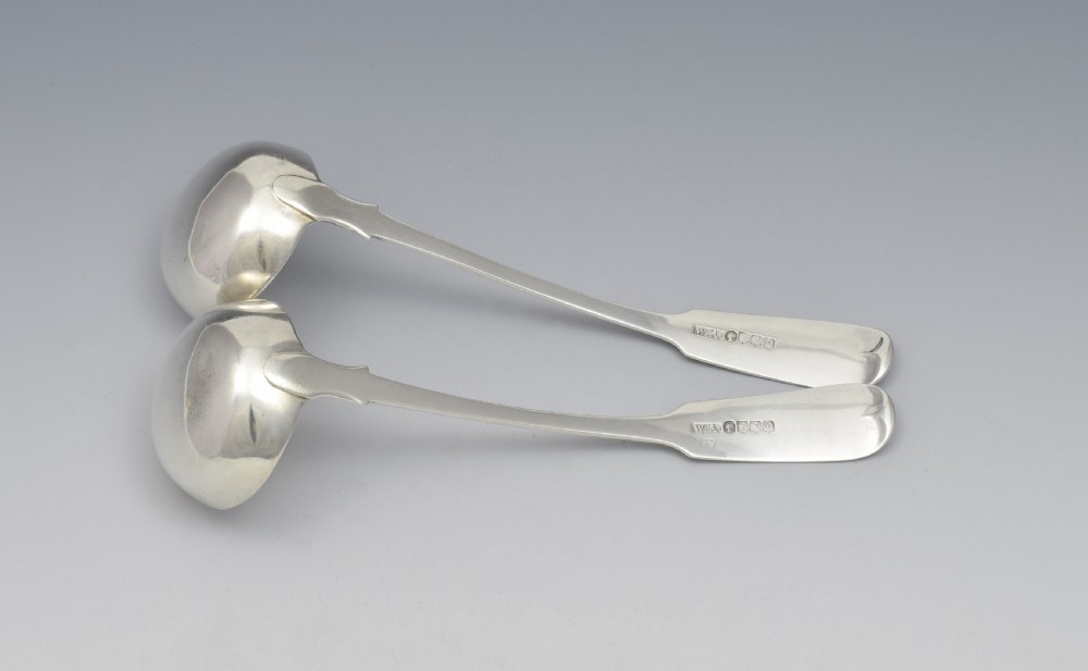 Pair Victorian Scottish Silver Sauce Toddy Ladles Glasgow 1861 View V