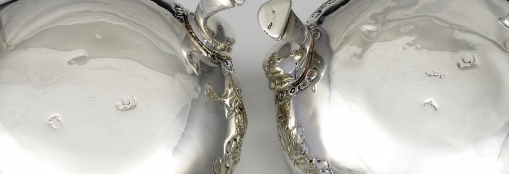 Pair Early George III Silver Cauldron Table Salts William Kersill 1769 View VIII