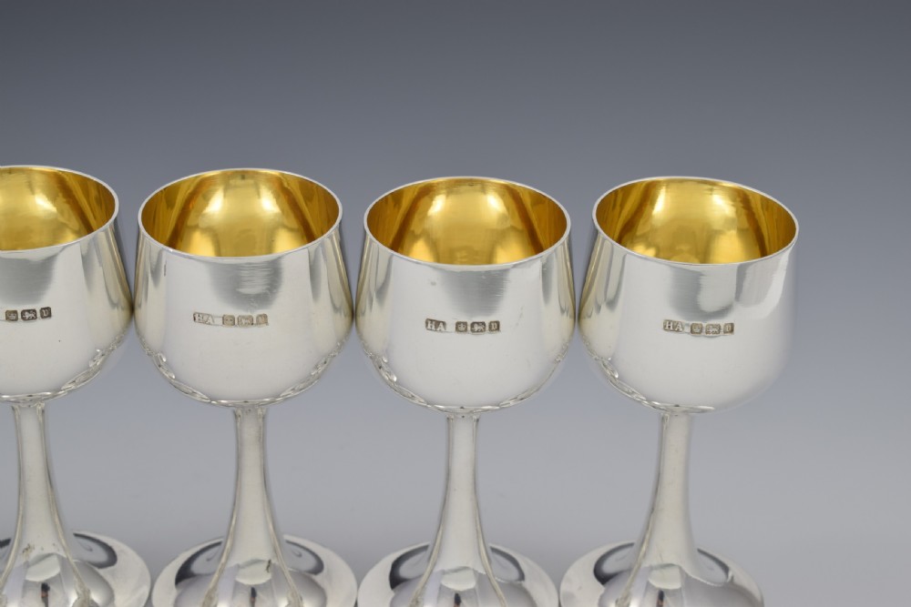 Early George V Set Of 6 Silver Goblet Liqueur Tot Cups  View VII