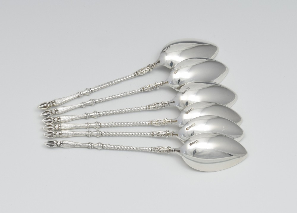 Cased Set Of 6 Bruchmann & Sohne Silver Deer Hoof Coffee Teaspoons  c.1925 View VIII