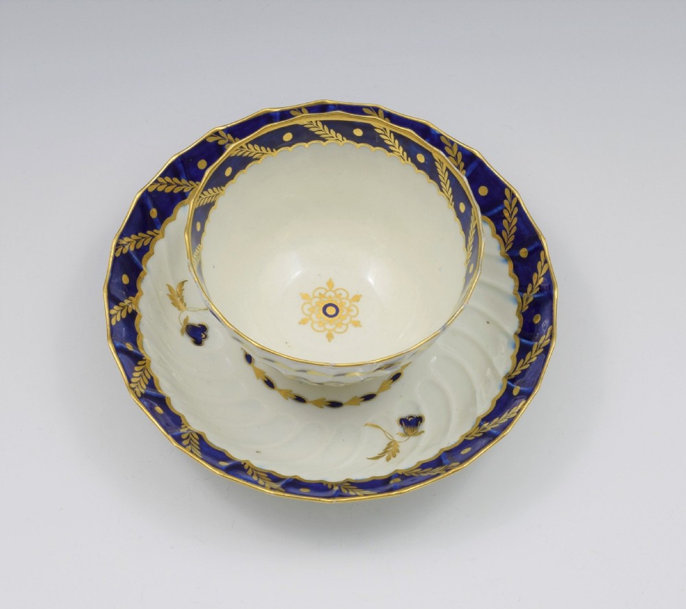 Flight Period Worcester Porcelain Spiral Fluted Tea Bowl & Saucer View II