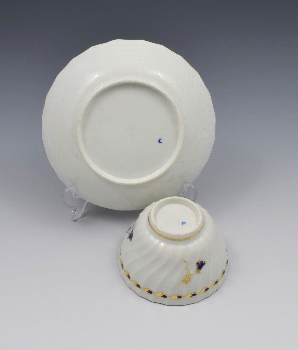 Flight Period Worcester Porcelain Spiral Fluted Tea Bowl & Saucer View VIII