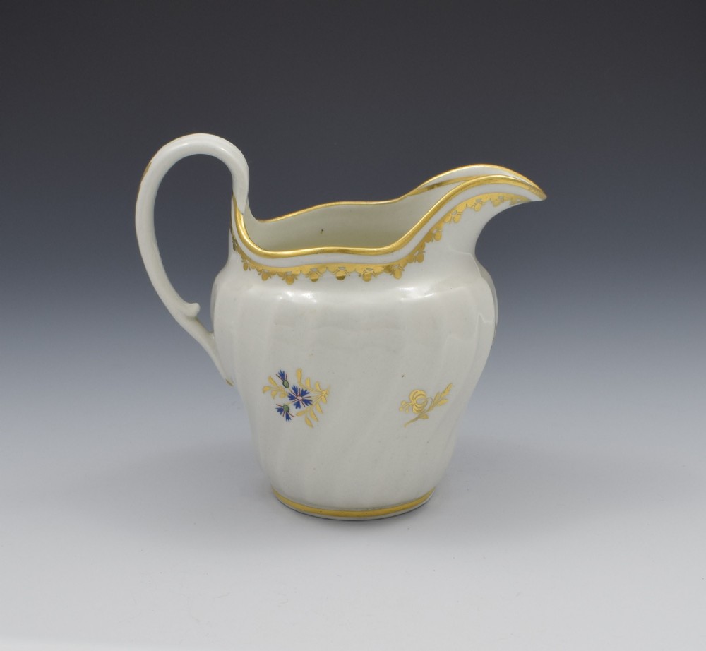 Flight Period Worcester Porcelain Waisted Cream Jug Cornflower Sprigs View V