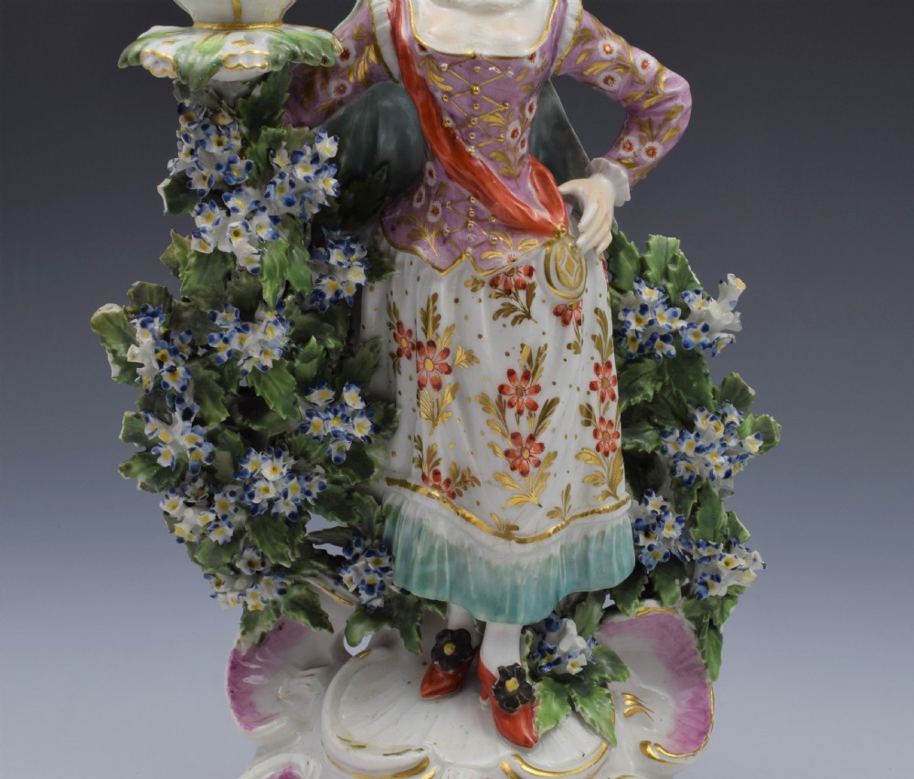 Pair Derby Porcelain Ranelagh Dancers Figural Candlesticks Figures c.1765 View IX