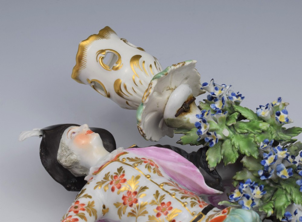 Pair Derby Porcelain Ranelagh Dancers Figural Candlesticks Figures c.1765 View XV