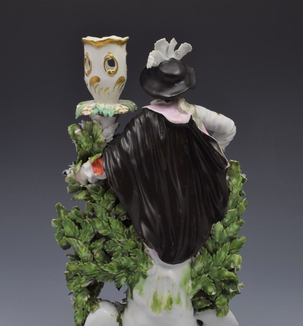 Pair Derby Porcelain Ranelagh Dancers Figural Candlesticks Figures c.1765 View XVI
