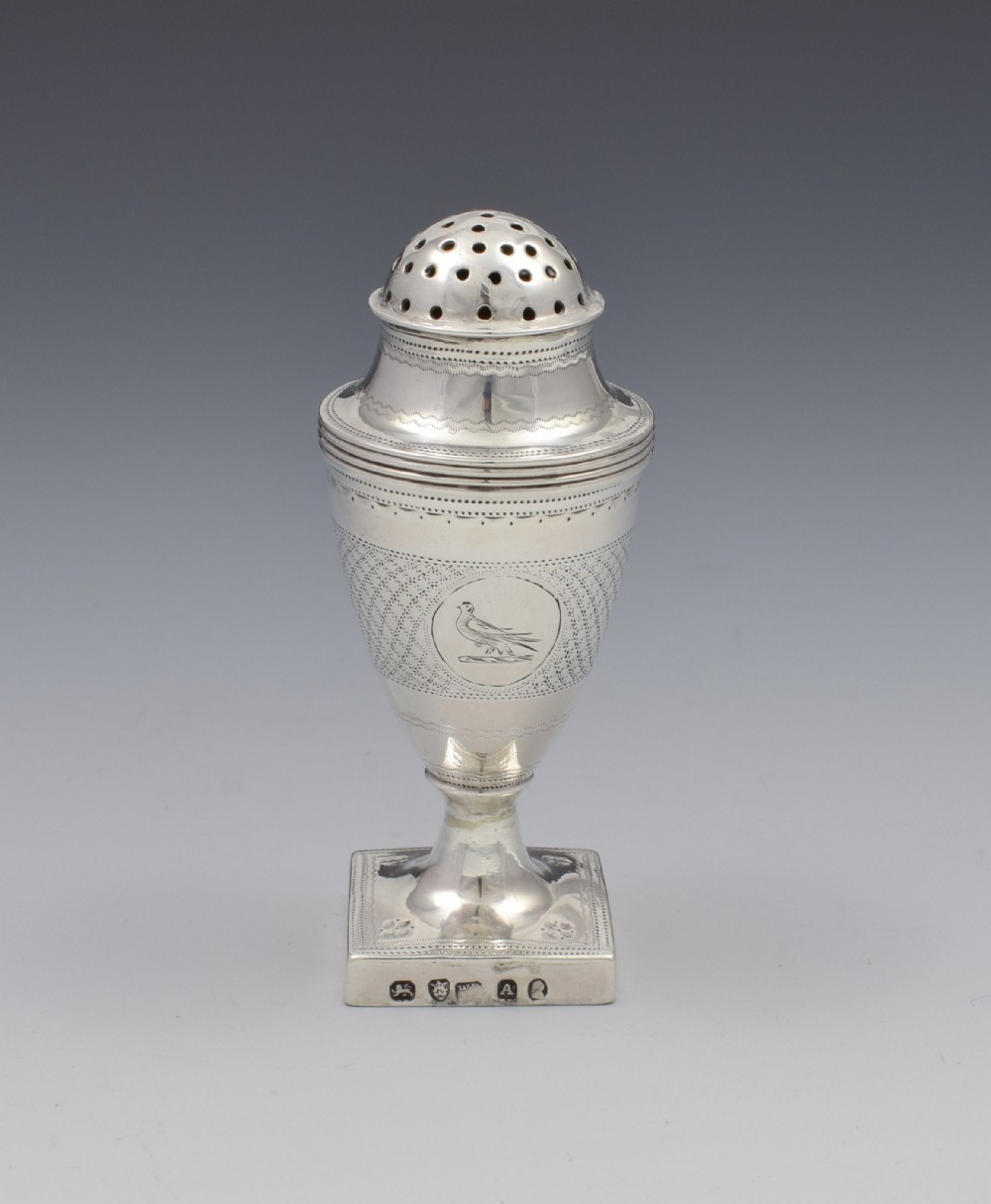 Georgian Silver Pepper Pot 1796 William Bottle & Jeremiah Wilsher