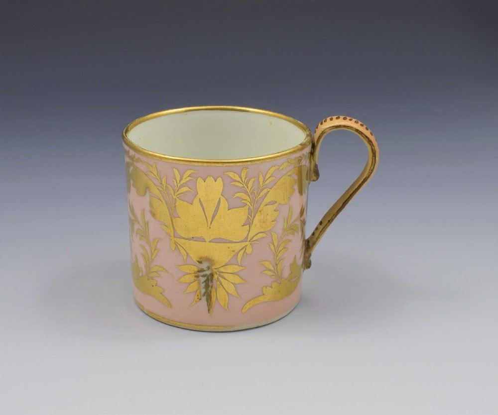 Georgian Derby Porcelain Salmon Ground Coffee Can View V