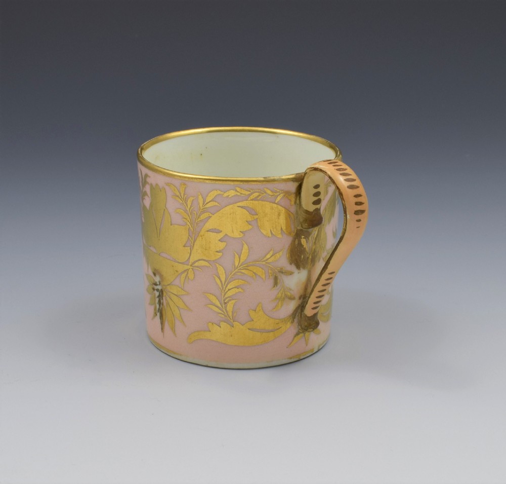 Georgian Derby Porcelain Salmon Ground Coffee Can View VI