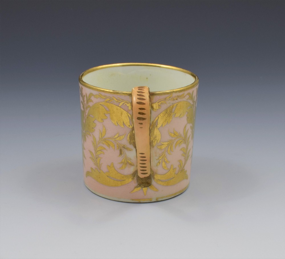 Georgian Derby Porcelain Salmon Ground Coffee Can View VII