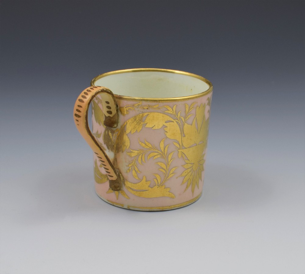 Georgian Derby Porcelain Salmon Ground Coffee Can View VIII