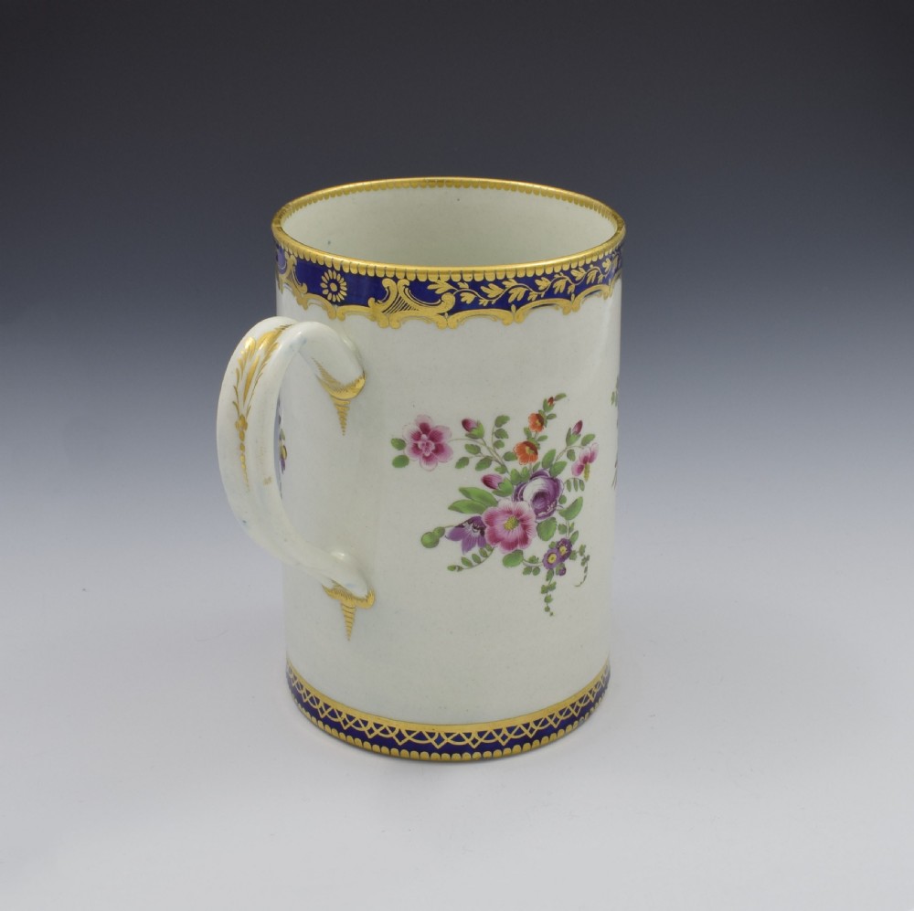 Large First Period Worcester Porcelain Polychrome Urn Mug Tankard c.1775 View VI