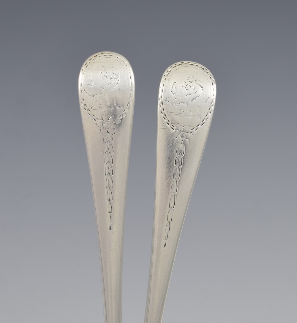 Pair Georgian Silver Serving Table Spoons 1780 George Smith III View V
