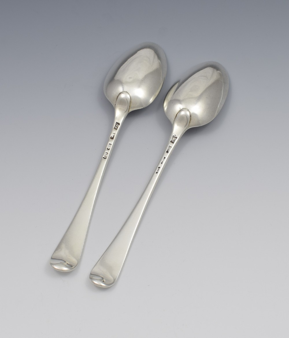 Pair Georgian Silver Serving Table Spoons 1780 George Smith III View VII
