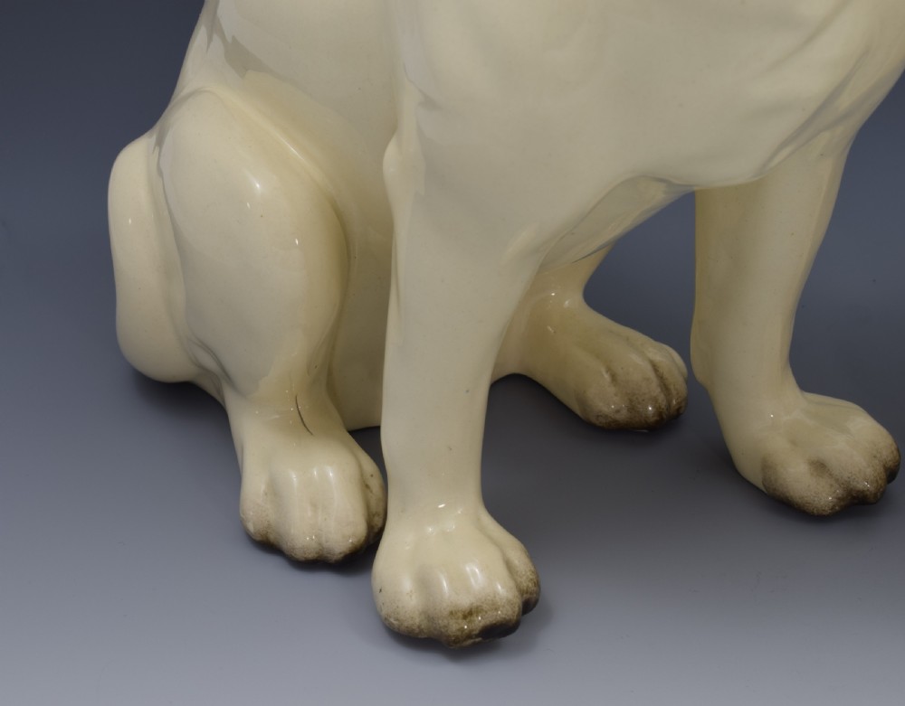 Large Pair Of Victorian Staffordshire Pottery Pugs Dogs c.1880 View VIII