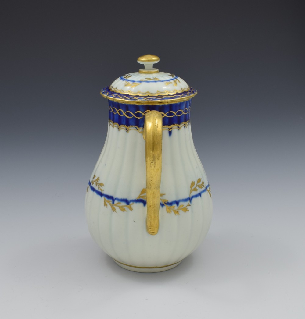 First Period Worcester Porcelain Fluted Sparrow Beak Jug & Cover c.1780 View VII