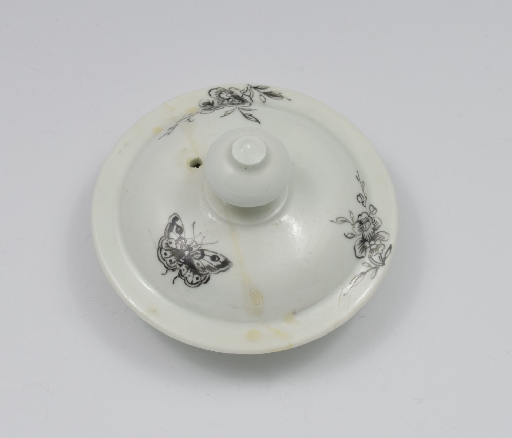 First Period Worcester Porcelain Teapot Boy On A Buffalo Ex-Zorensky View XIV