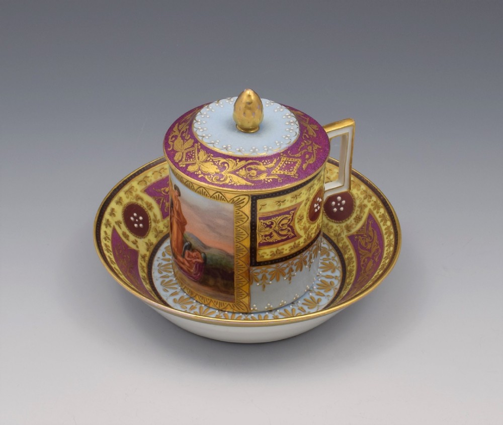 19th Century Vienna Porcelain Chocolate Cup & Cover With Stand View II