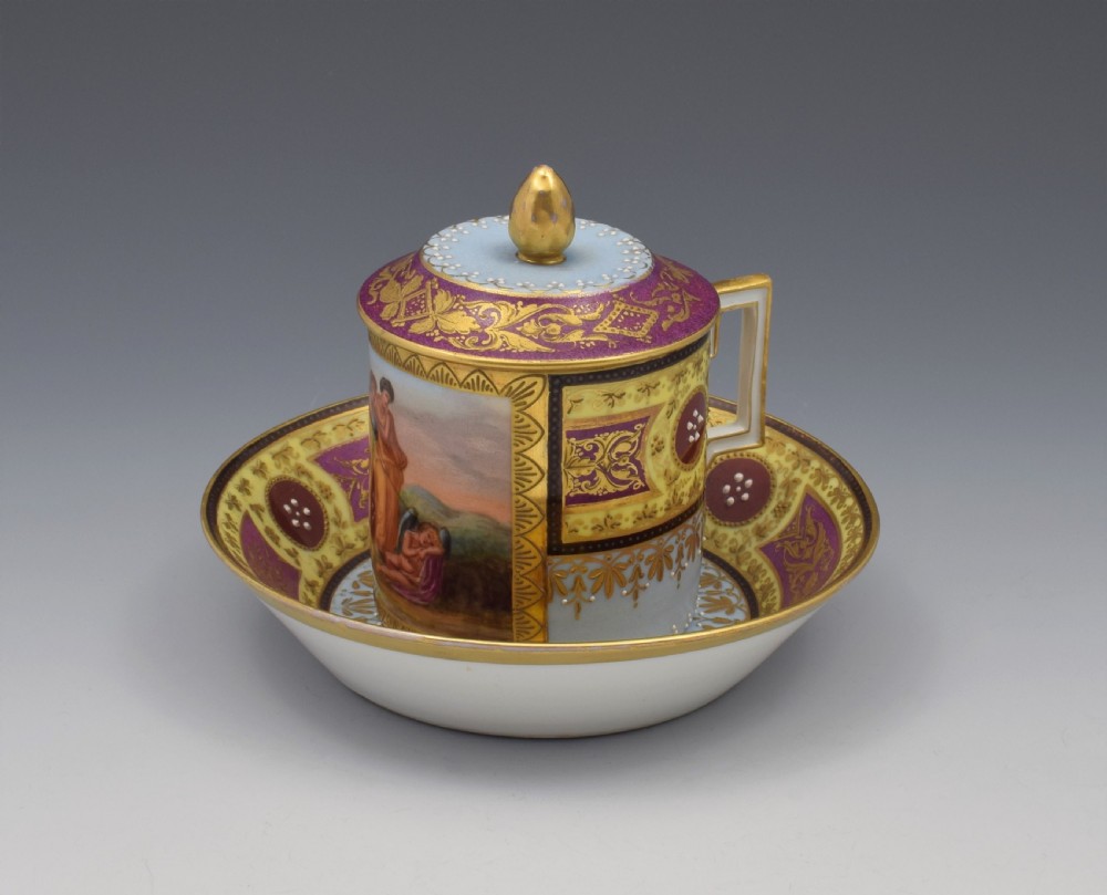 19th Century Vienna Porcelain Chocolate Cup & Cover With Stand View III