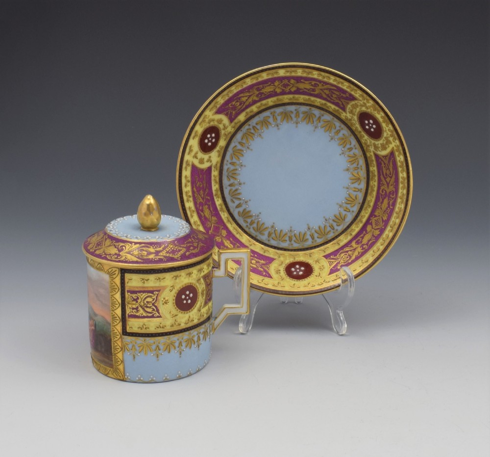 19th Century Vienna Porcelain Chocolate Cup & Cover With Stand View V