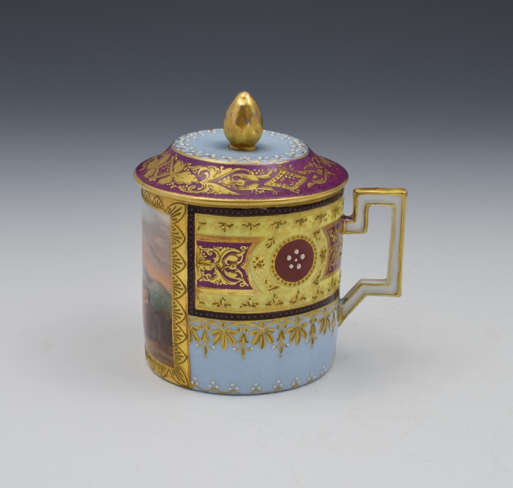 19th Century Vienna Porcelain Chocolate Cup & Cover With Stand View VII
