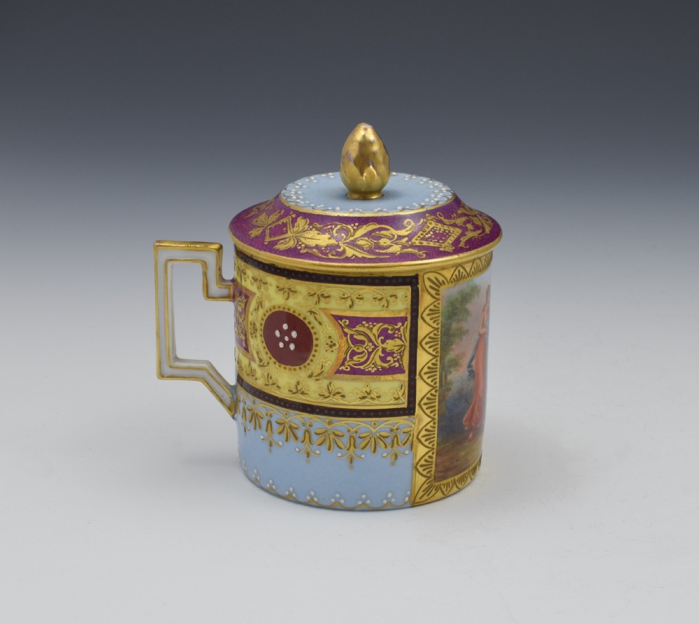 19th Century Vienna Porcelain Chocolate Cup & Cover With Stand View IX