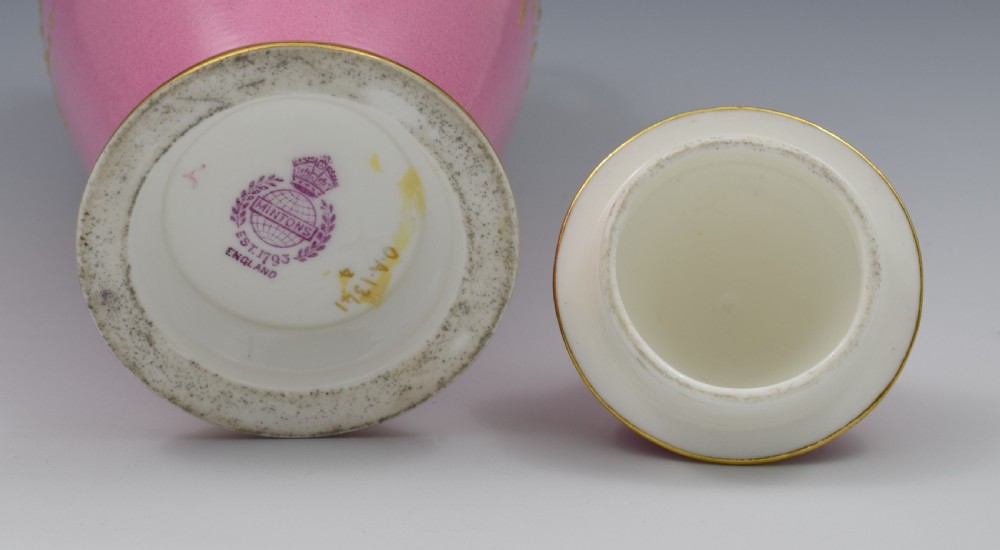 Minton Porcelain Pink Vase & Cover James Edwin Dean Seascape View XIII