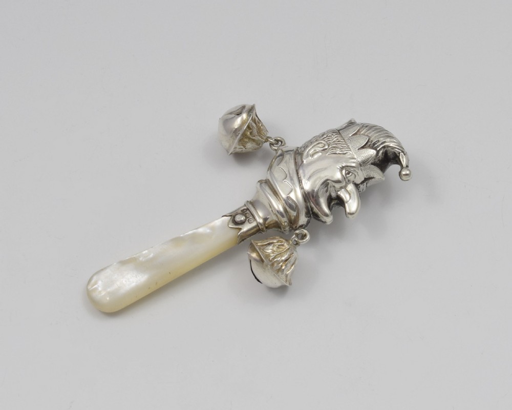 1930s Mr Punch Rattle Silver & Mother Of Pearl  View III
