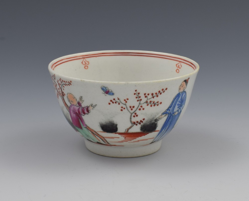 New Hall Porcelain The Boy & Butterfly Tea Bowl & Saucer View IV