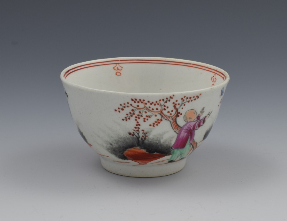 New Hall Porcelain The Boy & Butterfly Tea Bowl & Saucer View VIII