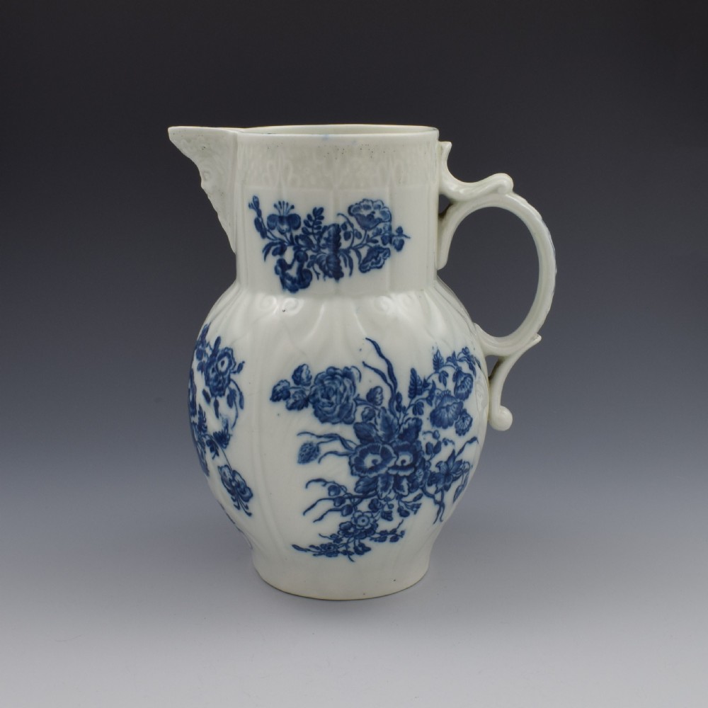 18th Century Caughley Porcelain The Bouquets Mask Jug c.1785