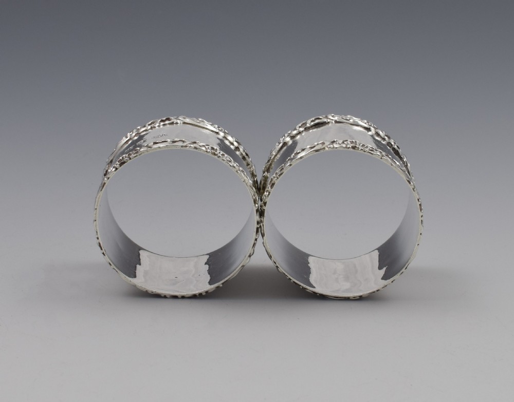 Cased Pair George V Silver Napkin Rings 1912 View II