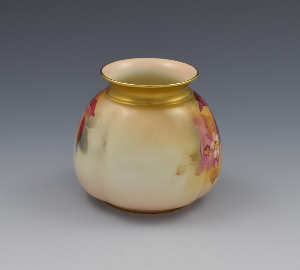 Royal Worcester Blackberry Vase By Kitty Blake H158 1928 View II