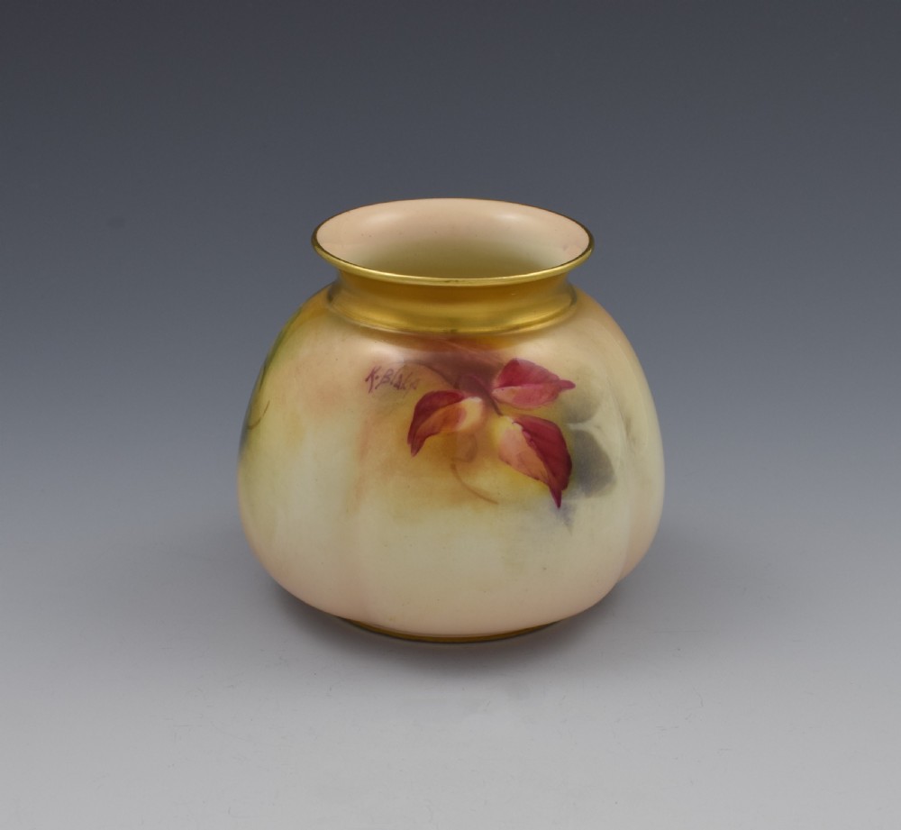 Royal Worcester Blackberry Vase By Kitty Blake H158 1928 View III