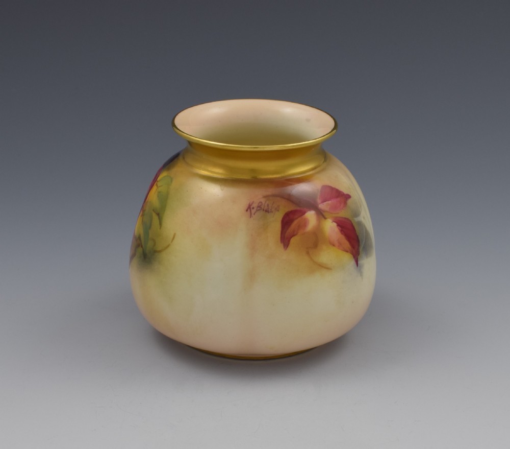 Royal Worcester Blackberry Vase By Kitty Blake H158 1928 View IV
