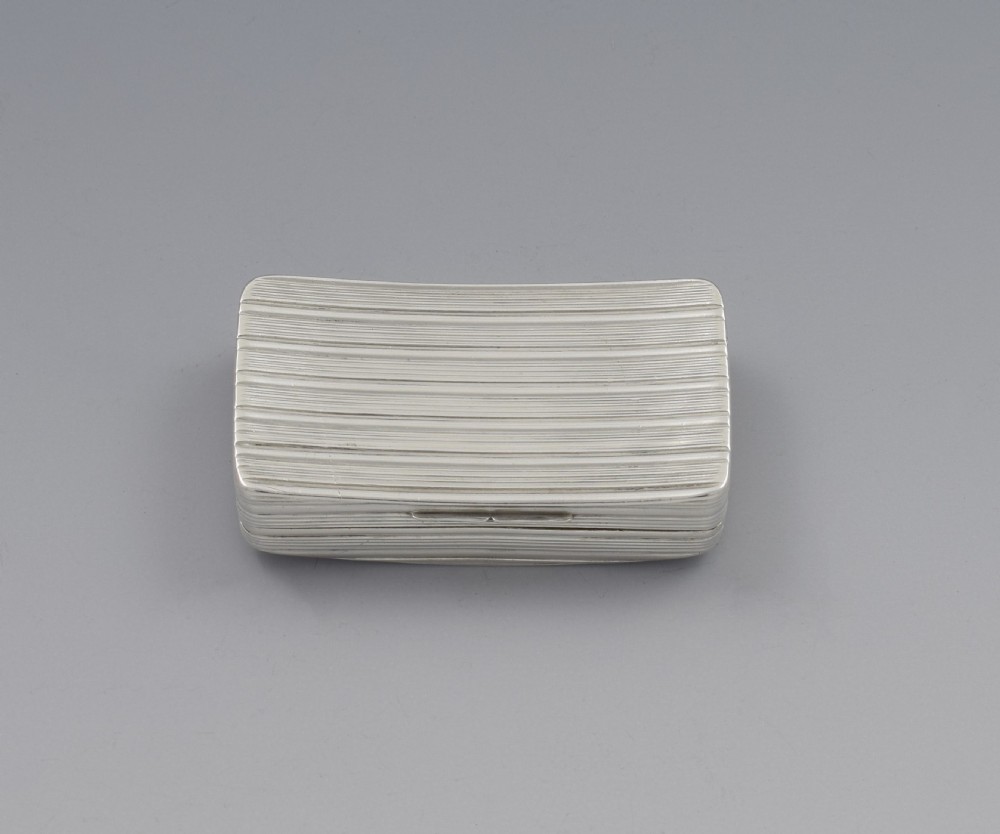 Georgian Ribbed Silver Snuff Box Samuel Pemberton 