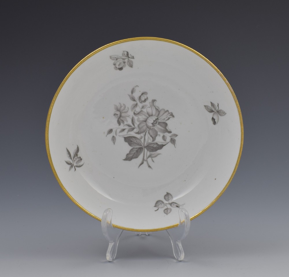 Georgian Spode En Grisaille Bute Cup & Saucer Floral Pattern c.1805 View II