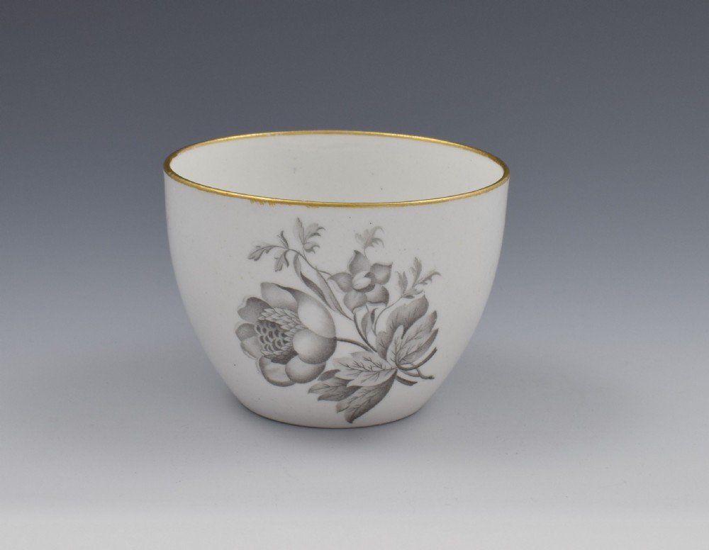 Georgian Spode En Grisaille Bute Cup & Saucer Floral Pattern c.1805 View III