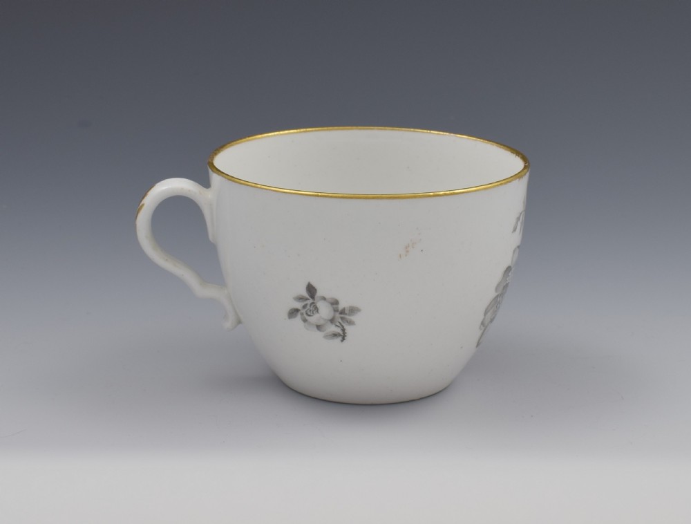 Georgian Spode En Grisaille Bute Cup & Saucer Floral Pattern c.1805 View IV