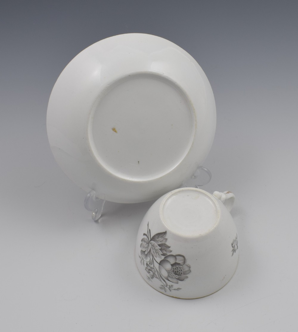 Georgian Spode En Grisaille Bute Cup & Saucer Floral Pattern c.1805 View VII