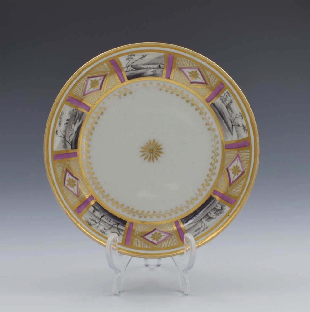 Stunning New Hall En Grisaille & Lilac Bute Cup & Saucer Pattern 436 c.1800 View II