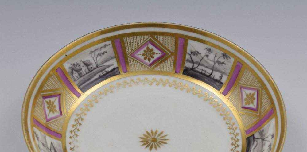 Stunning New Hall En Grisaille & Lilac Bute Cup & Saucer Pattern 436 c.1800 View IX