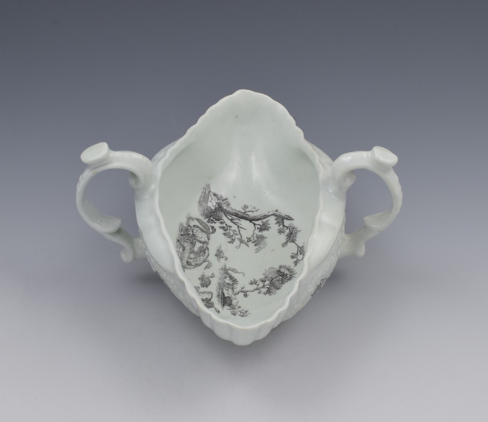 First Period Worcester Porcelain Double Handled Sauceboat c.1755 View VII