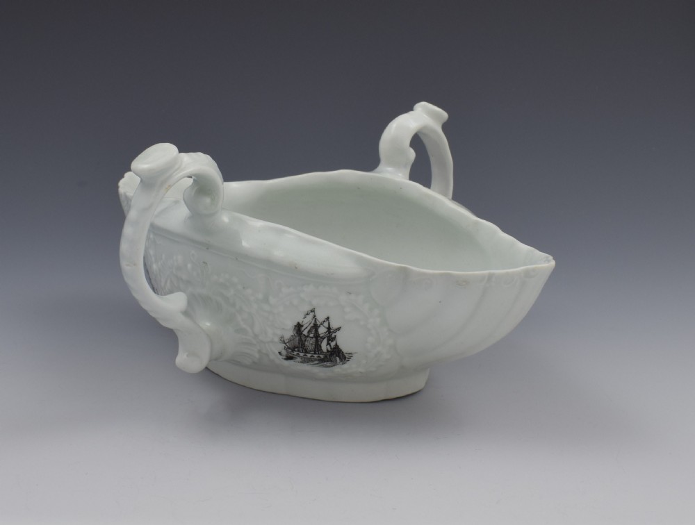 First Period Worcester Porcelain Double Handled Sauceboat c.1755 View IX
