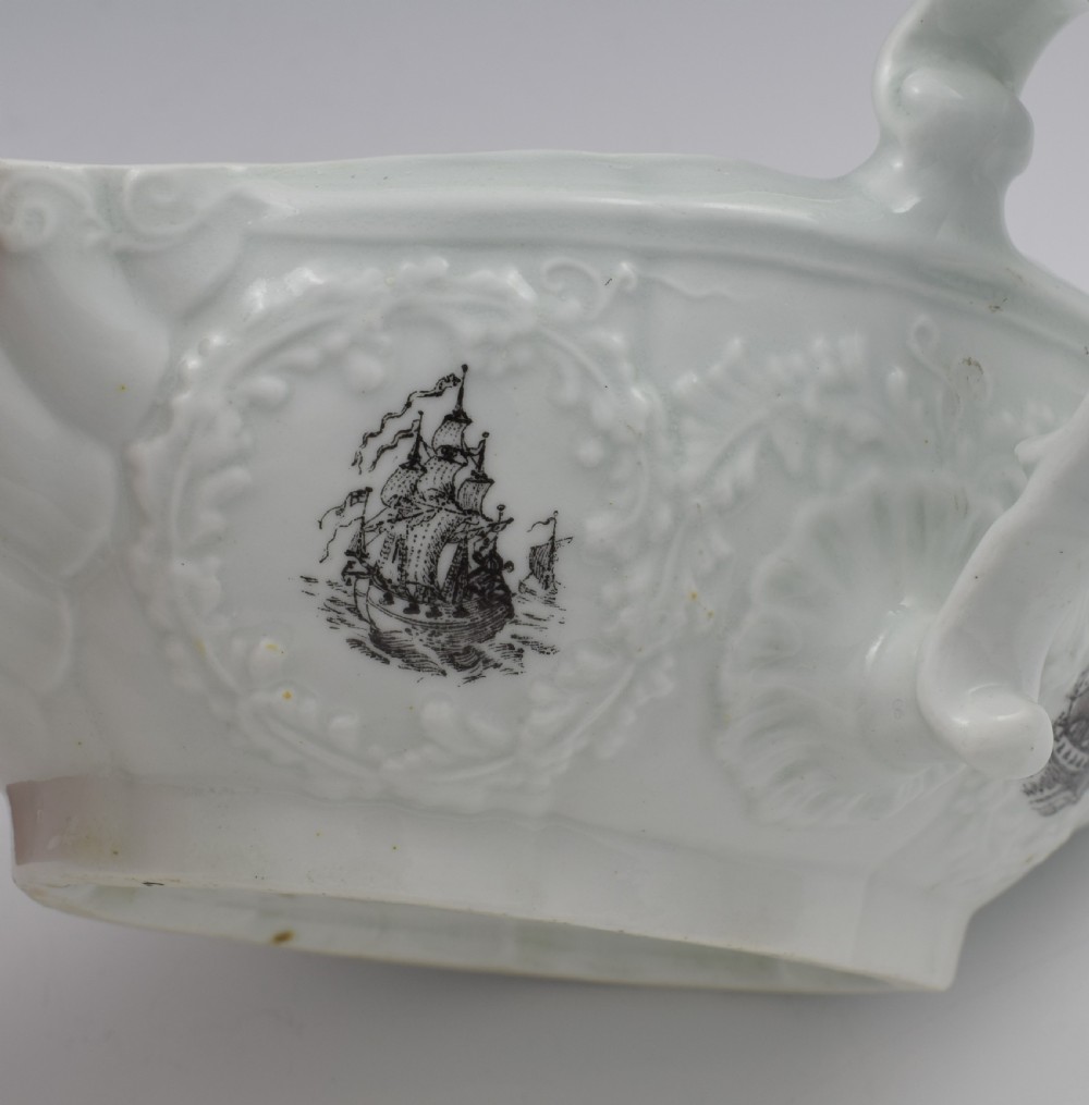 First Period Worcester Porcelain Double Handled Sauceboat c.1755 View XIII