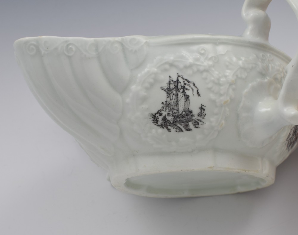 First Period Worcester Porcelain Double Handled Sauceboat c.1755 View XV