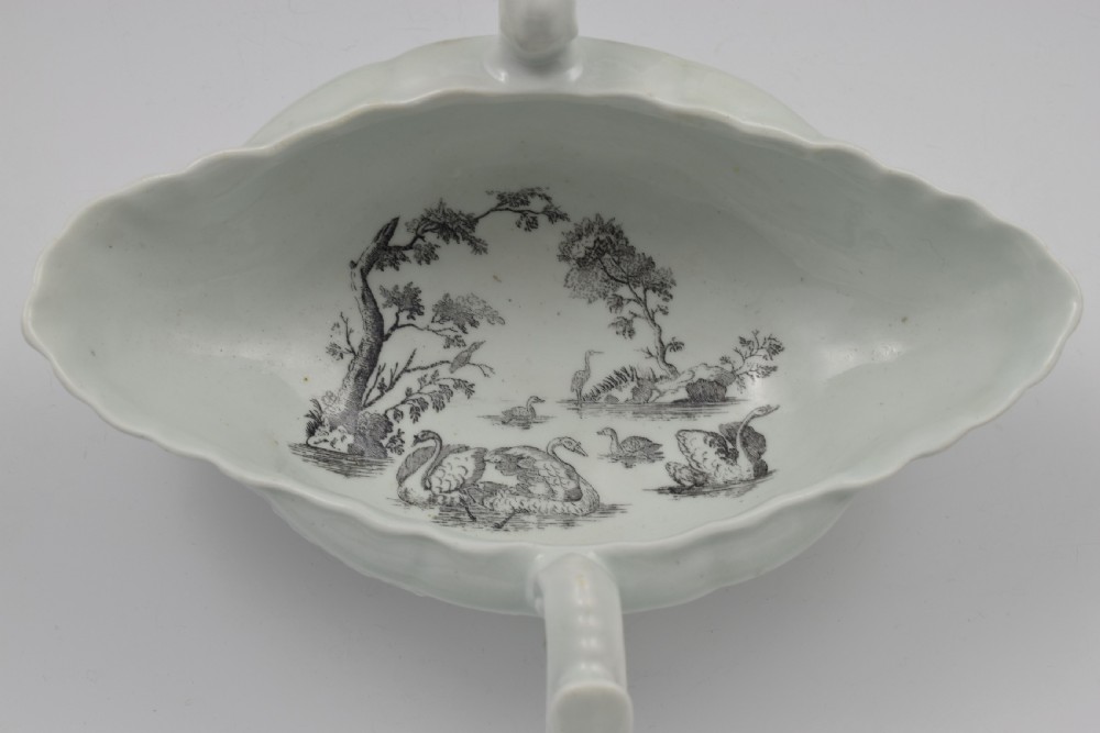First Period Worcester Porcelain Double Handled Sauceboat c.1755 View XVI