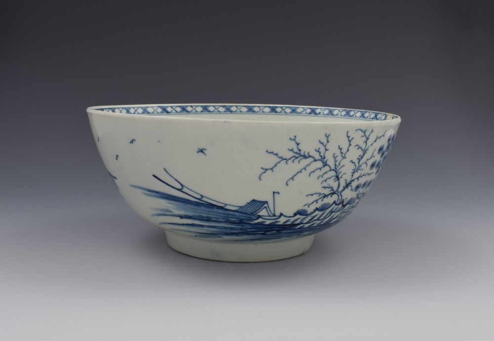 First Period Worcester Rock Strata Island Large Punch Bowl c.1775 View II